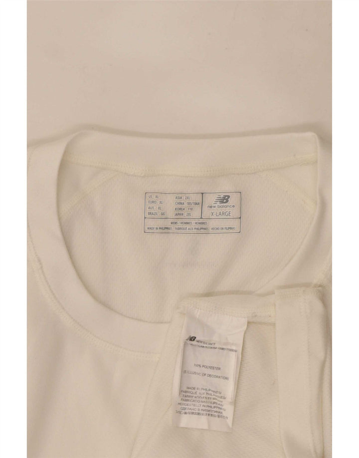 T-shirt męski New Balance, top XL, biały, poliester z blokami kolorów
