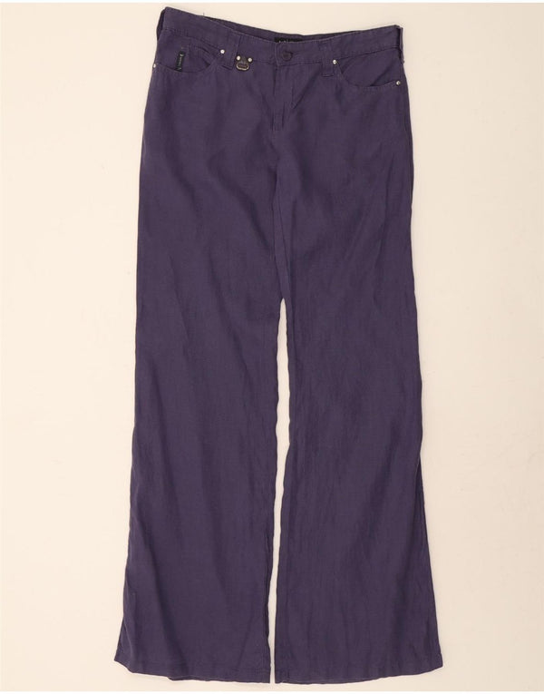 ARMANI Womens Bootcut Casual Trousers W28 L35 Purple Linen