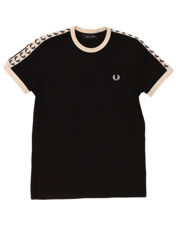 Męska koszulka z grafiką Fred Perry Top XS, czarna, bawełniana w bloki kolorów