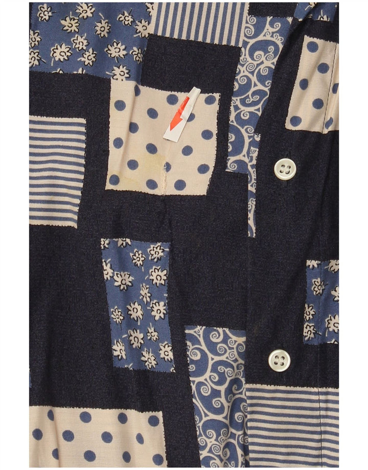 Koszula męska w stylu vintage, duża, granatowa, patchworkowa
