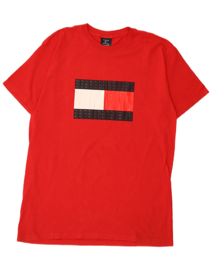 Męska koszulka z grafiką Tommy Hilfiger, bawełniana, średnia czerwona