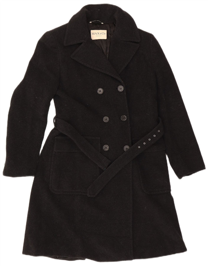 Max & Co. Damski płaszcz oversize z podwójnymi piersiami UK 10, mały, czarny, wełniany