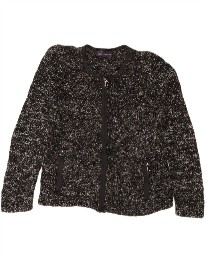 Marks & Spencer Damski sweter rozpinany UK 12 Średni szary, nakrapiany akryl