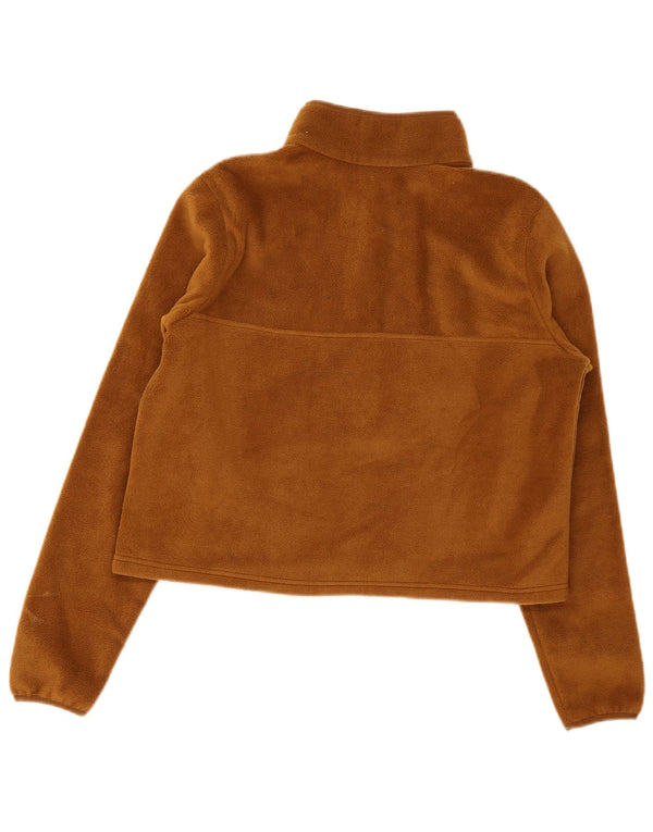 Columbia Womens Crop Button Neck Fleece Jumper UK 16 Large Beige Polyester