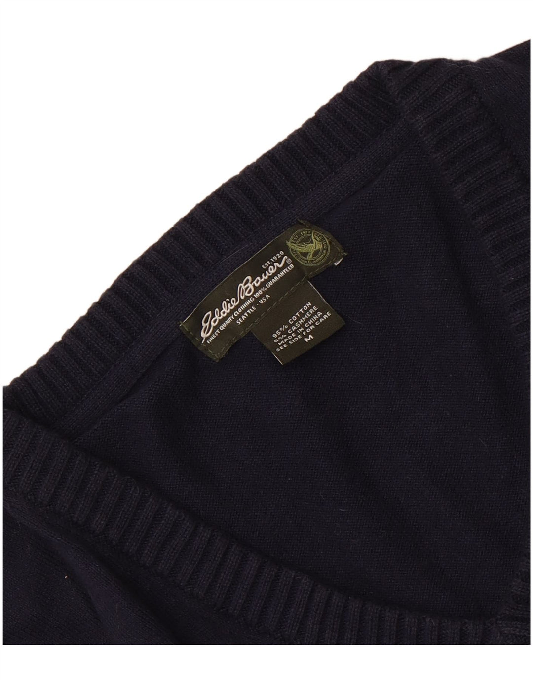 Męski sweter z dekoltem w kształcie litery V Eddie Bauer, średni granatowy, bawełniany