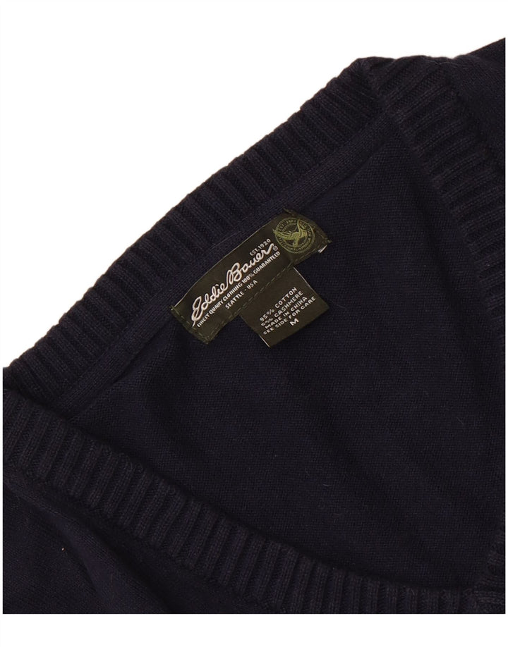Męski sweter z dekoltem w kształcie litery V Eddie Bauer, średni granatowy, bawełniany