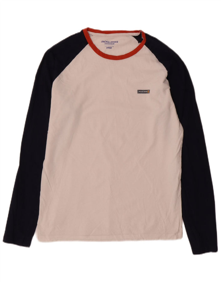 Męska koszulka Jack & Jones o regularnym kroju z długim rękawem i średnim białym kolorem
