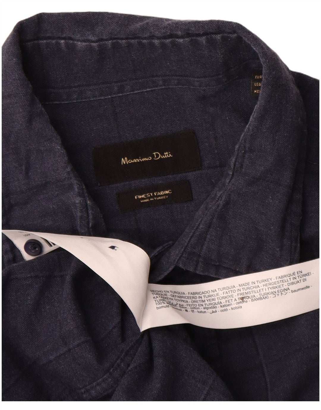 Koszula męska Massimo Dutti, duża, bawełniana w granatową kratę