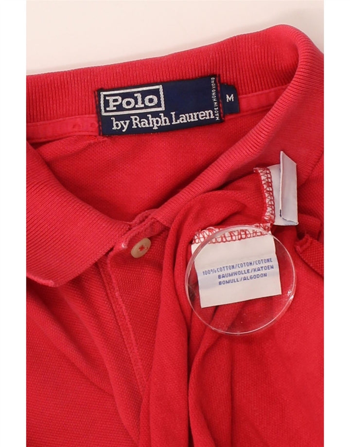 POLO RALPH LAUREN Mens Polo Shirt Medium Red Cotton Vintage Polo Ralph Lauren and Second-Hand Polo Ralph Lauren from Messina Hembry 