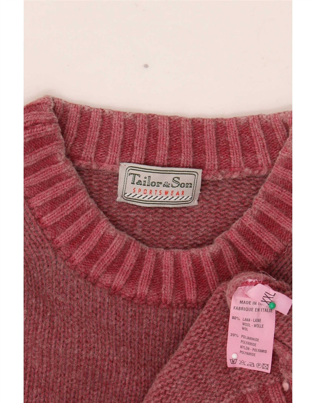 Męski sweter z okrągłym dekoltem Tailor & Son 2XL, czerwona wełna
