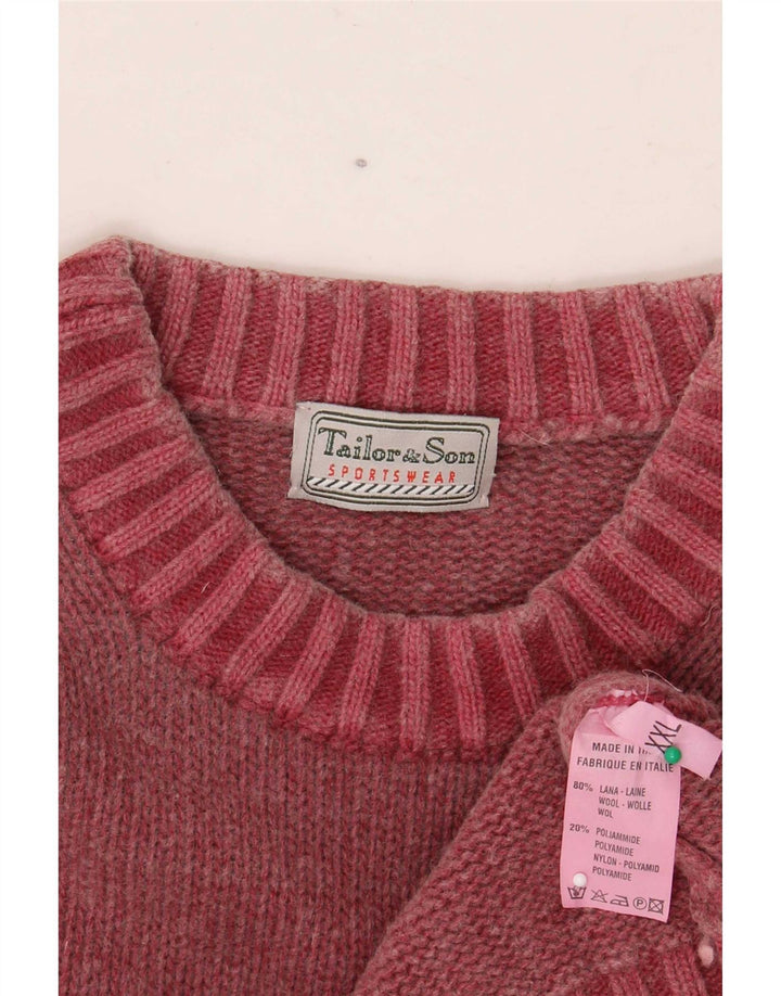 Męski sweter z okrągłym dekoltem Tailor & Son 2XL, czerwona wełna