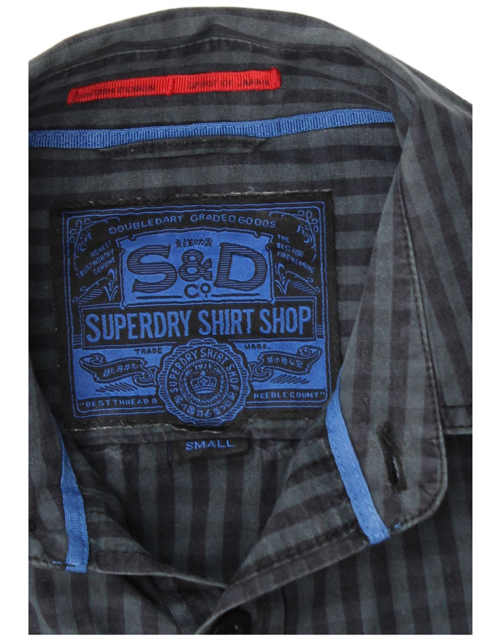 SUPERDRY Koszula męska, mała, bawełniana w kratkę, granatowa
