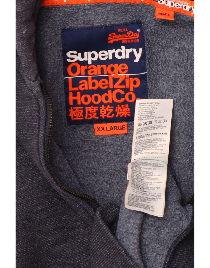 SUPERDRY Męski sweter z kapturem i zamkiem, 2XL, granatowy, bawełniany w cętki