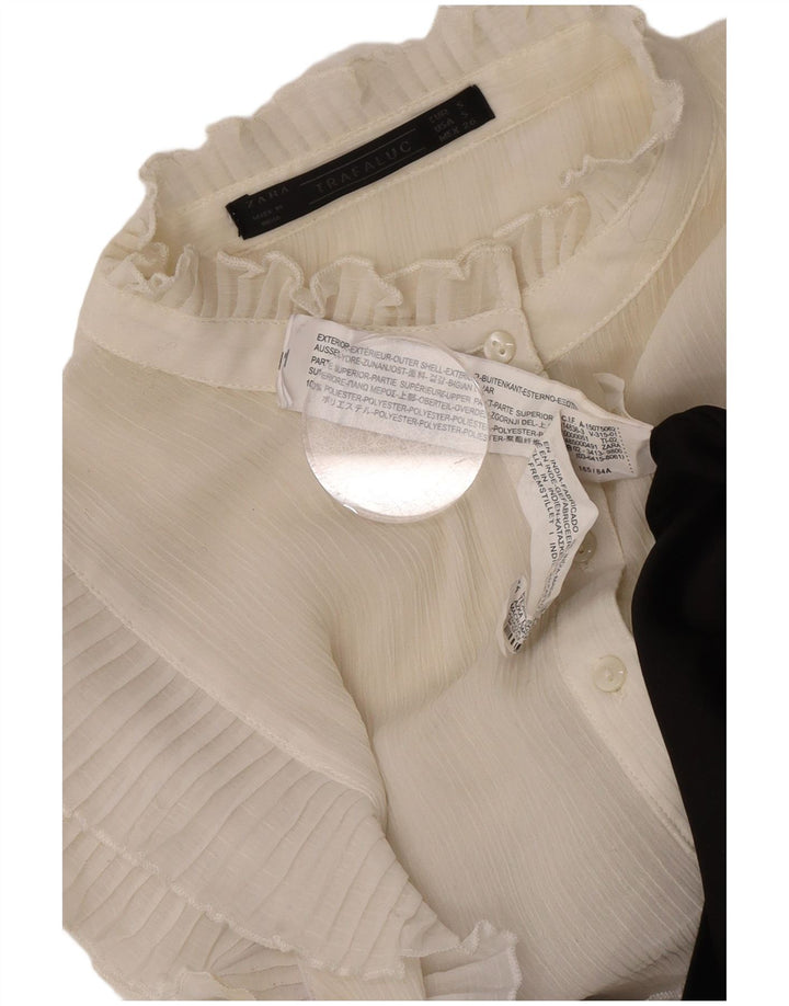 Damska sukienka o linii A z falbaną z przodu Zara UK 10 Small White Colorblock