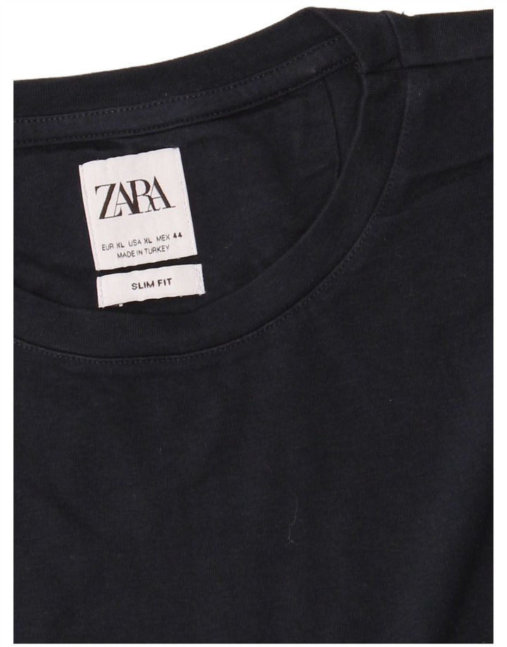 T-shirt męski slim fit ZARA XL, granatowy