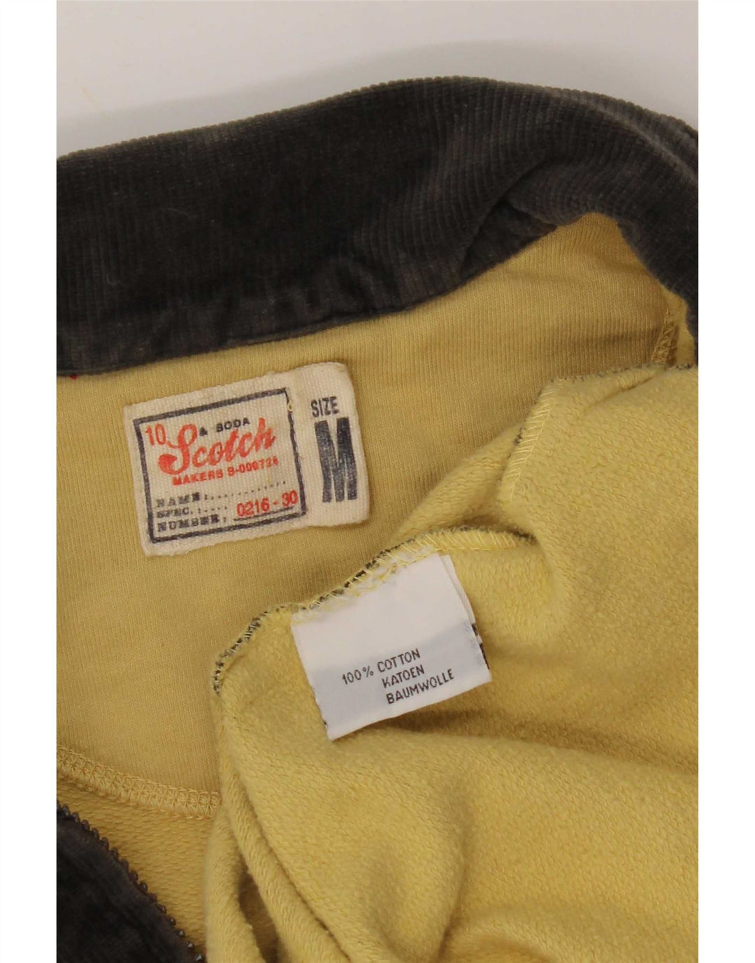 Scotch & Soda Męska bluza polo z dekoltem w serek, bawełniana w średnią żółtą kratkę