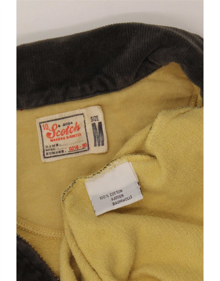 Scotch & Soda Męska bluza polo z dekoltem w serek, bawełniana w średnią żółtą kratkę