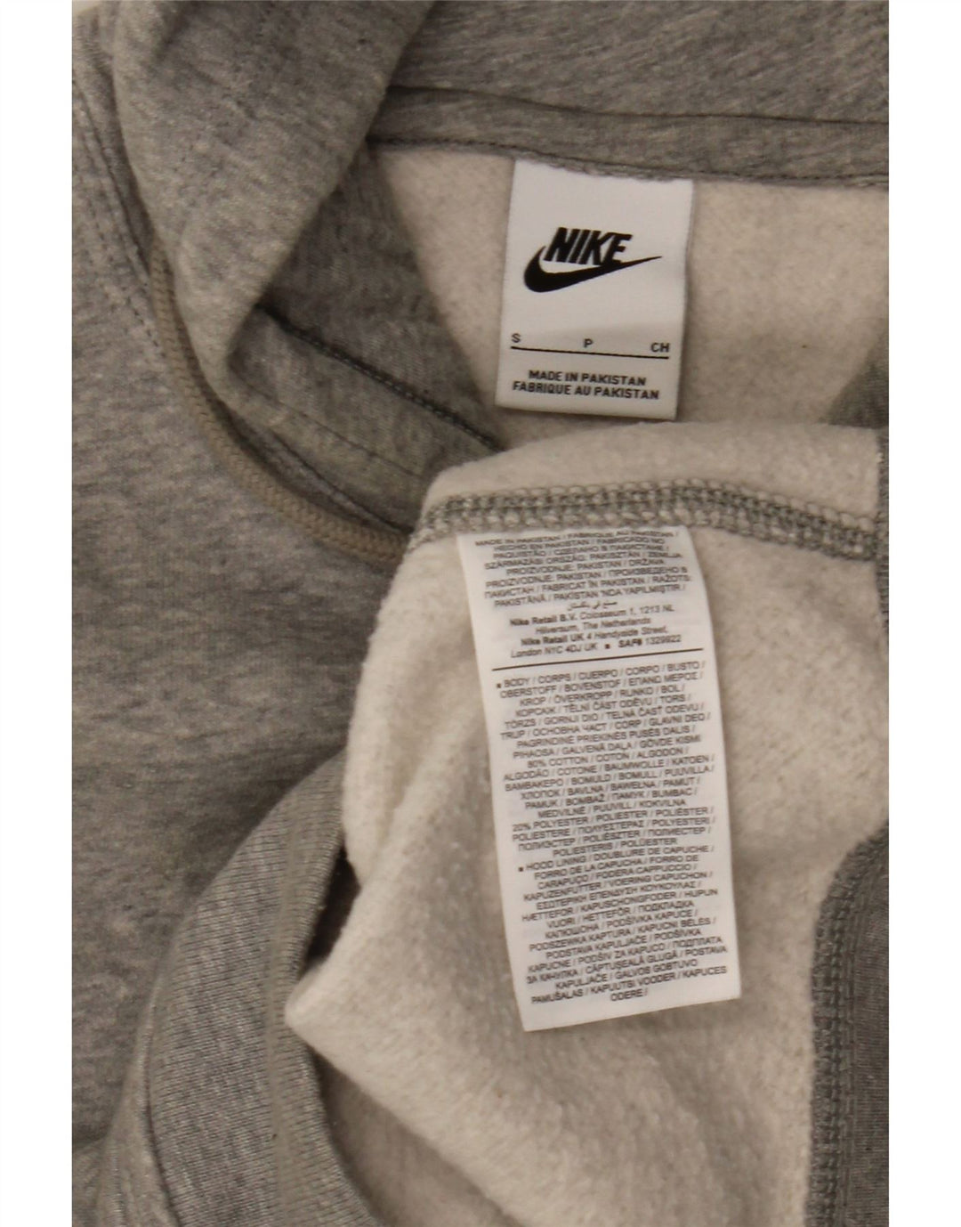 Męski sweter z kapturem Nike, mały, szary, z bawełny w cętki