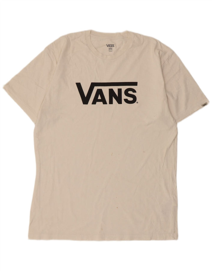 Męski T-shirt z grafiką Vans, duży, biały, bawełniany