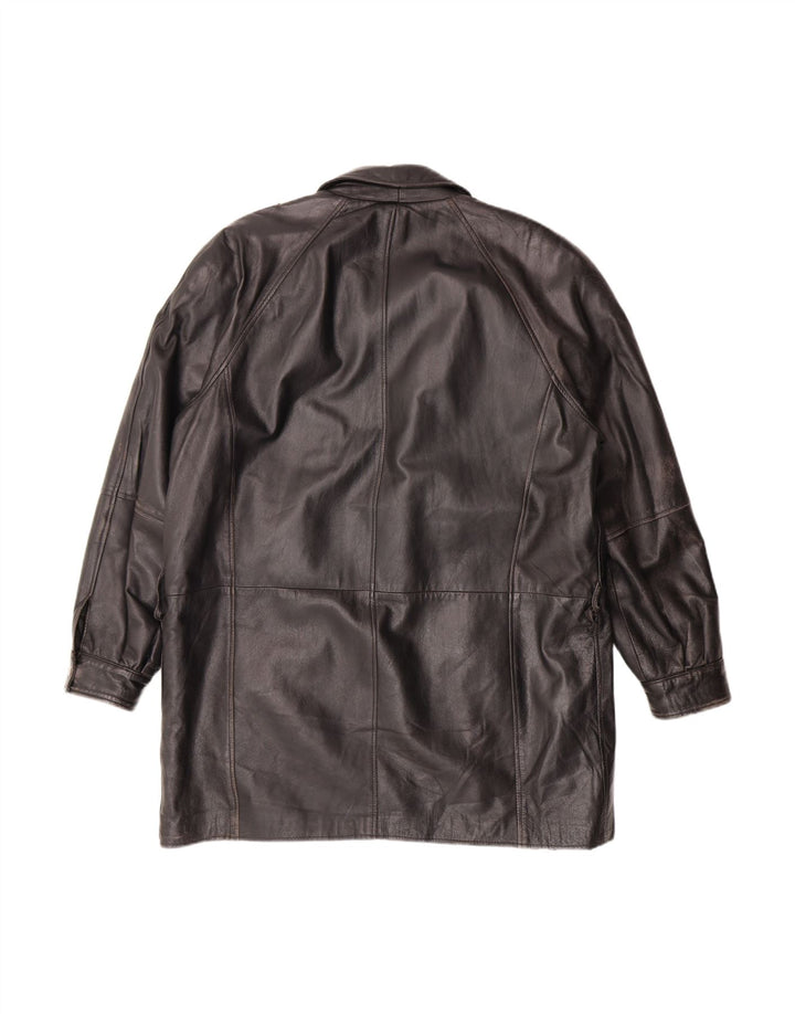 VINTAGE Mens Leather Coat IT 50 Large Black