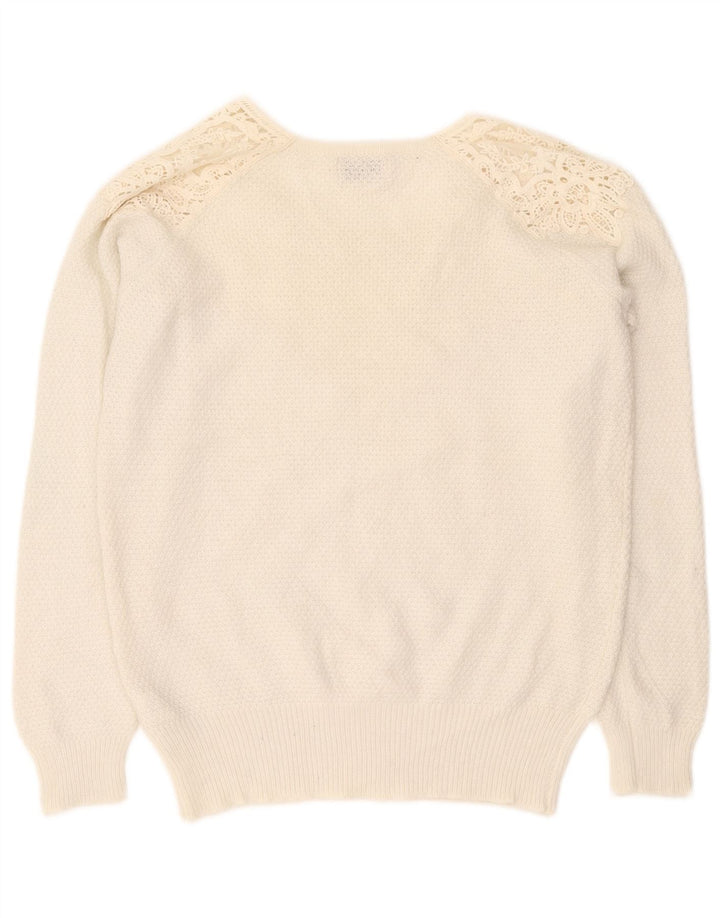 Marks & Spencer Damski sweter z dekoltem w łódkę w kolorze indygo, UK 12, średni biały