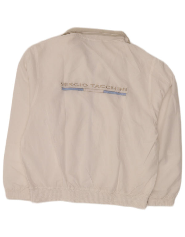 SERGIO TACCHINI Męska bluza dresowa z grafiką, mała, biała, poliestrowa