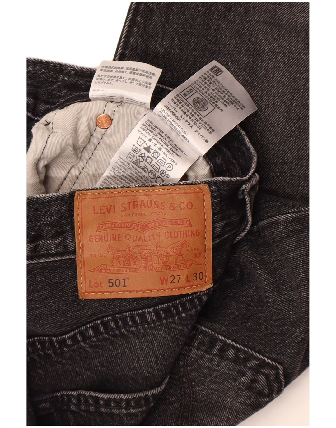 Męskie dżinsy Levi's 501 Straight W27 L30 Szara bawełna