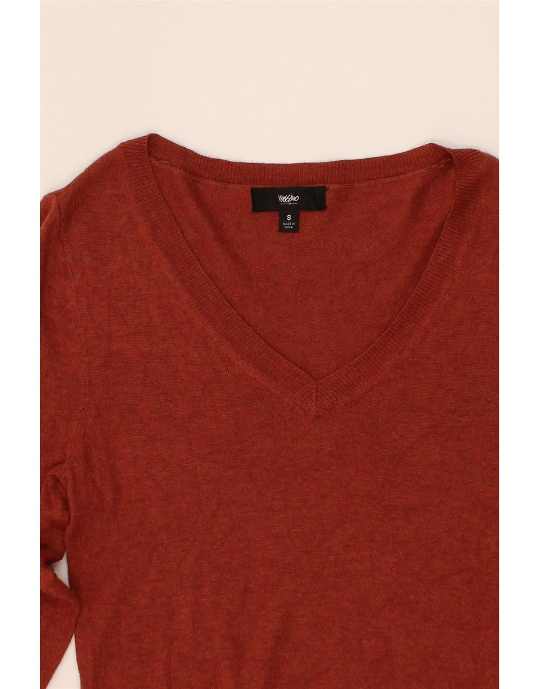 MOSSIMO Womens V-Neck Jumper Sweater UK 10 Small Red Nylon Vintage Mossimo and Second-Hand Mossimo from Messina Hembry 