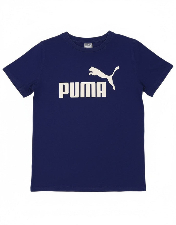 Chłopięcy T-shirt z grafiką Puma, 10-11 lat, średni niebieski, bawełniany