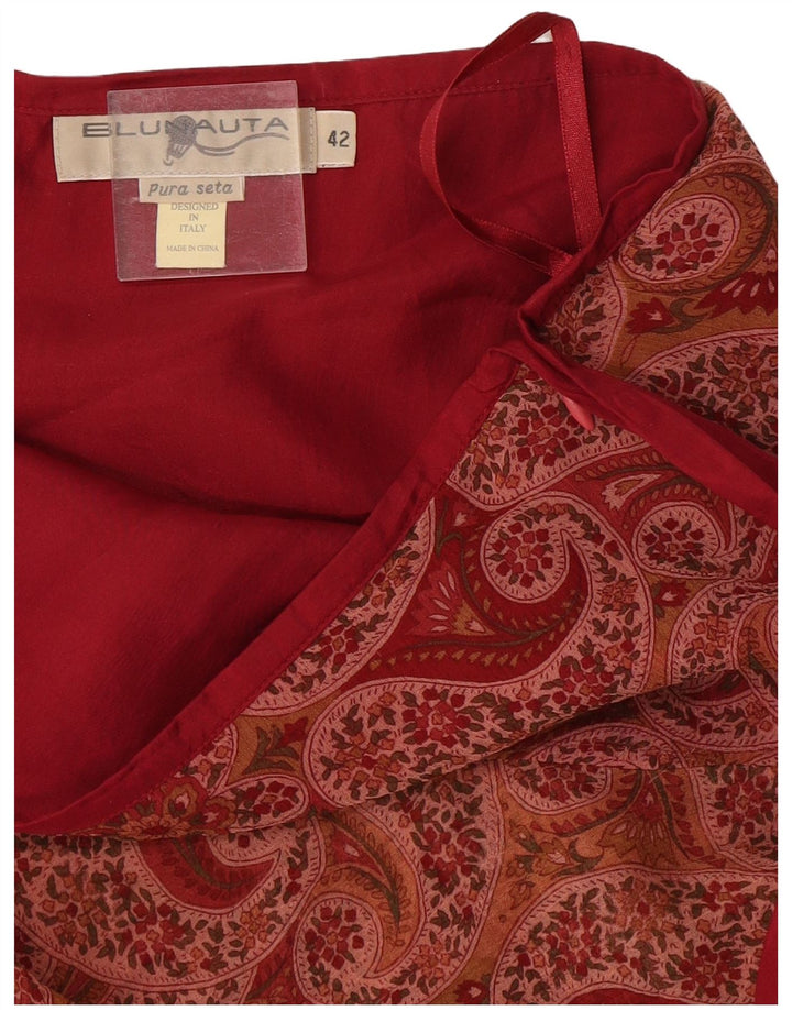 Damska spódniczka mini Blunauta IT 42 Medium W30 Burgundowy jedwab Paisley