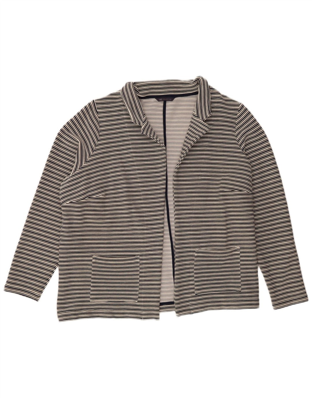 Marks & Spencer Damska otwarta marynarka UK 24 4XL granatowa w paski
