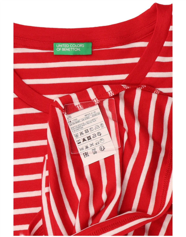 T-shirt damski Benetton Top UK 14, duży, bawełniany w czerwone paski