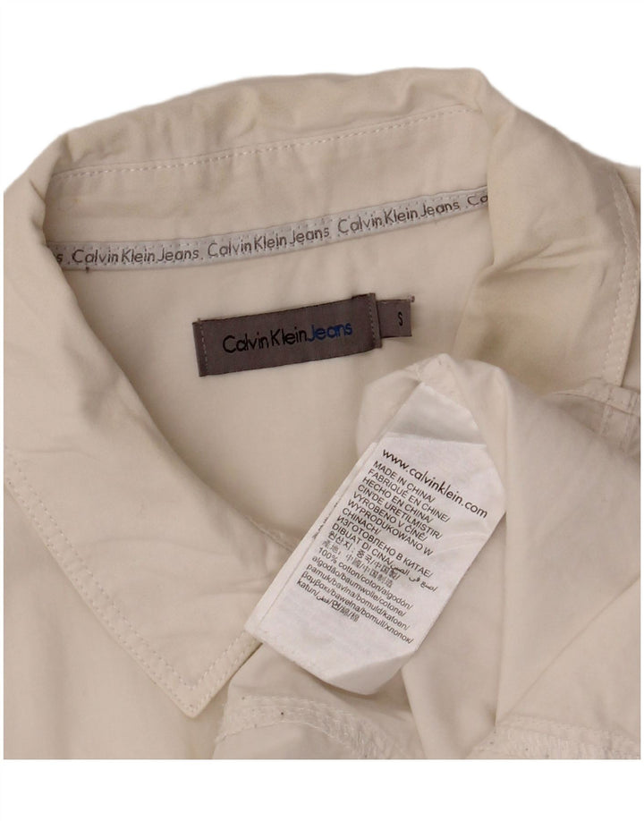 CALVIN KLEIN JEANS Damska koszula oversize UK 10 Small, biała, bawełniana