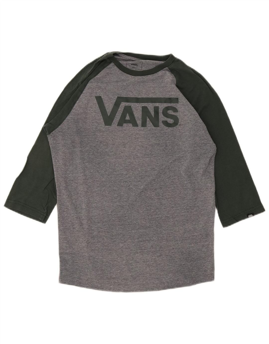 Męski top Vans o dopasowanym kroju z grafiką, rękawem 3/4, mały, szary, bawełniany w bloki kolorów