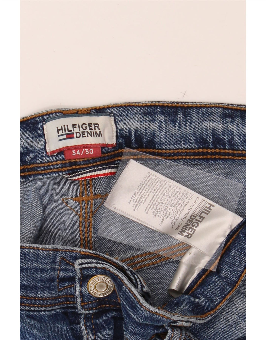 TOMMY HILFIGER Mens Ryan Cropped Jeans W34 L25 Blue Cotton Vintage Tommy Hilfiger and Second-Hand Tommy Hilfiger from Messina Hembry 