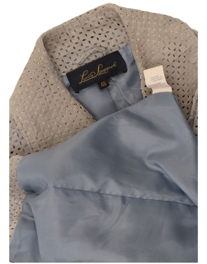 Zamszowa marynarka damska Luisa Spagnoli IT 48 XL, szara skóra