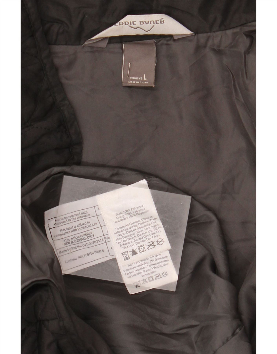 Damska pikowana kurtka Eddie Bauer UK 16, duża, czarna, poliester