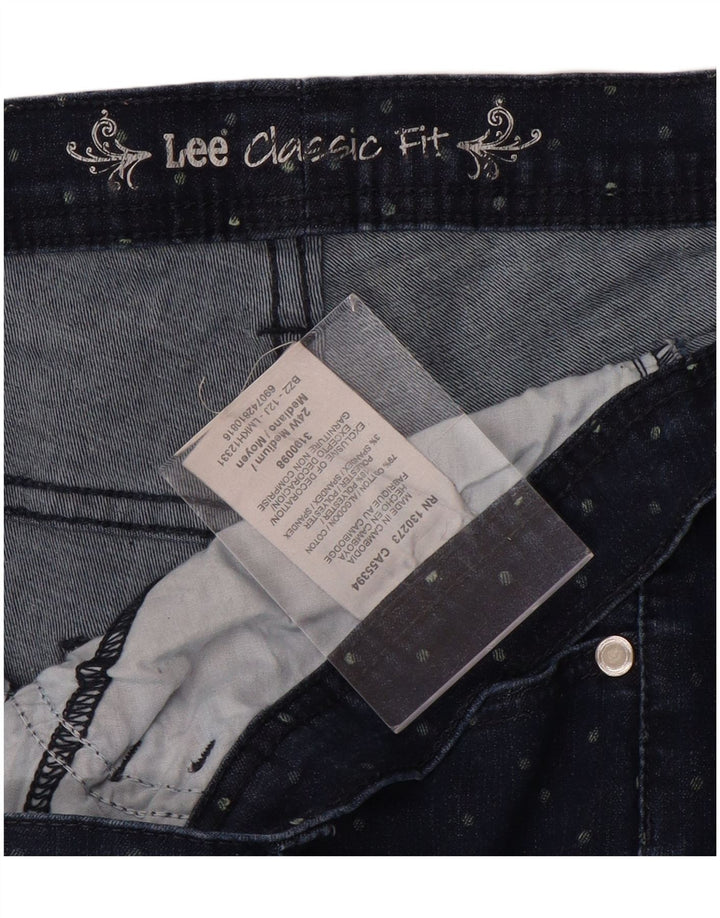 Damskie jeansy Capri LEE o klasycznym kroju US 24 4XL W48 L20 Bawełna w niebieskie cętki