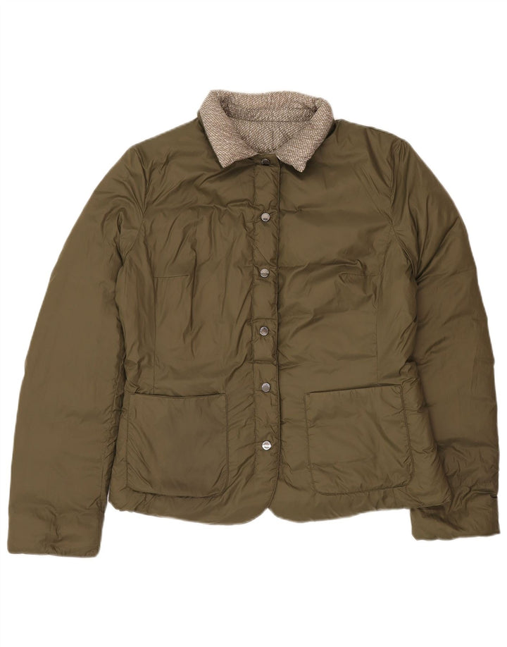 Dwustronna wyściełana kurtka damska Benetton UK 16, duża, zielona poliamid