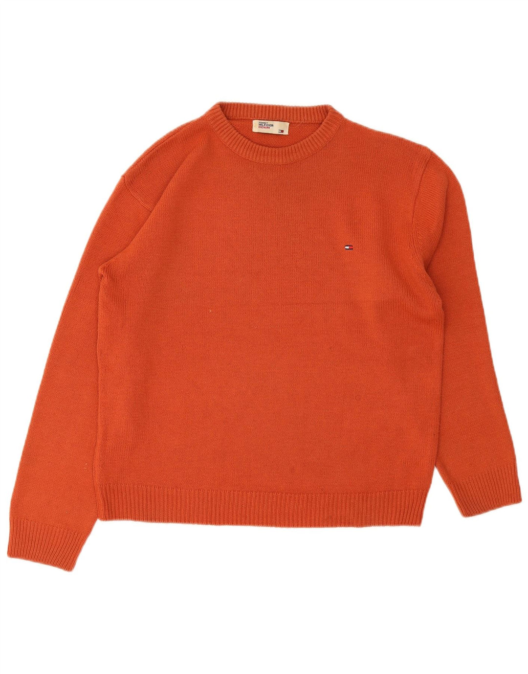 Męski sweter z wycięciem pod szyją Tommy Hilfiger, duży, pomarańczowy, akrylowy