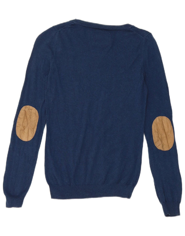 Sweter damski Massimo Dutti z dekoltem w łódkę UK 8, mały, granatowy, bawełniany