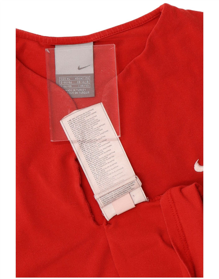 Damski krótki t-shirt NIKE, UK 16/18 XL, czerwony, bawełniany