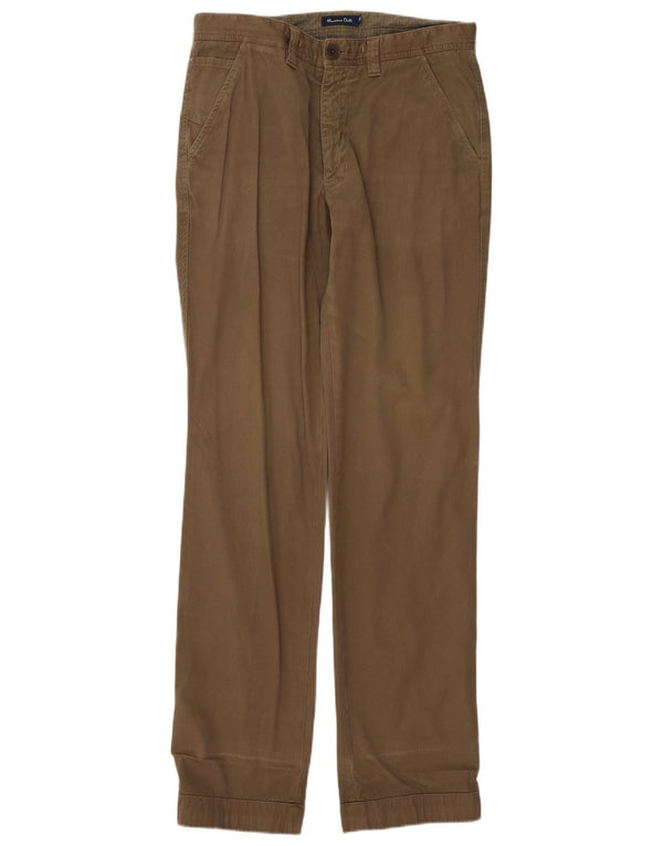 Męskie proste spodnie chino Massimo Dutti EU 42 Large W32 L34 Khaki Cotton