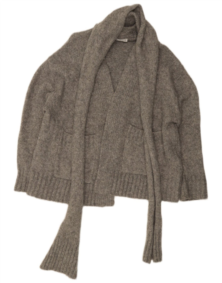 Damski sweter oversize Zara z wiązaniem z przodu, UK 16, duży, szary nylon