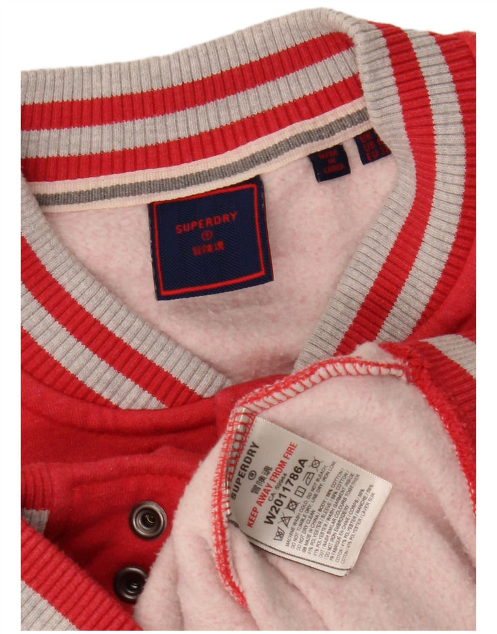 Damska kurtka Superdry Varsity UK 10, mała, czerwona, bawełniana w bloki kolorów