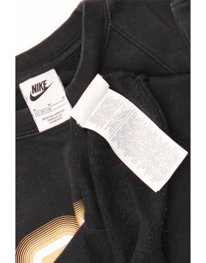 Chłopięcy sweter z grafiką Nike, 10-11 lat, średni czarny, bawełniany