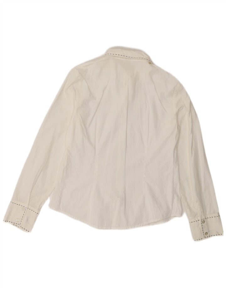 BENETTON Girls Shirt 9-10 Years Large  White Cotton