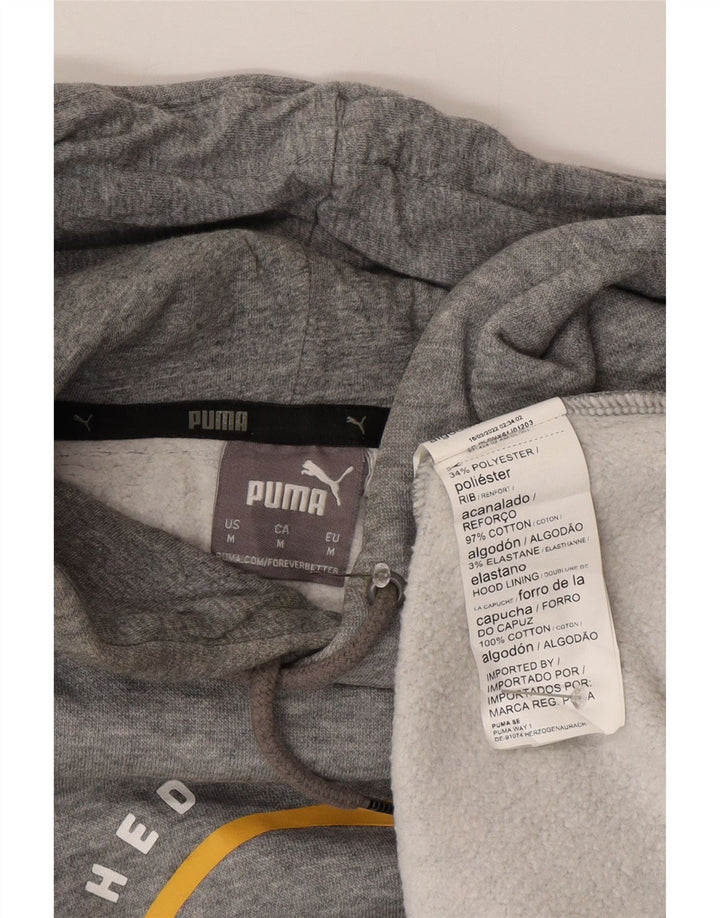 Męski sweter z kapturem i grafiką PUMA, średnioszary, bawełniany