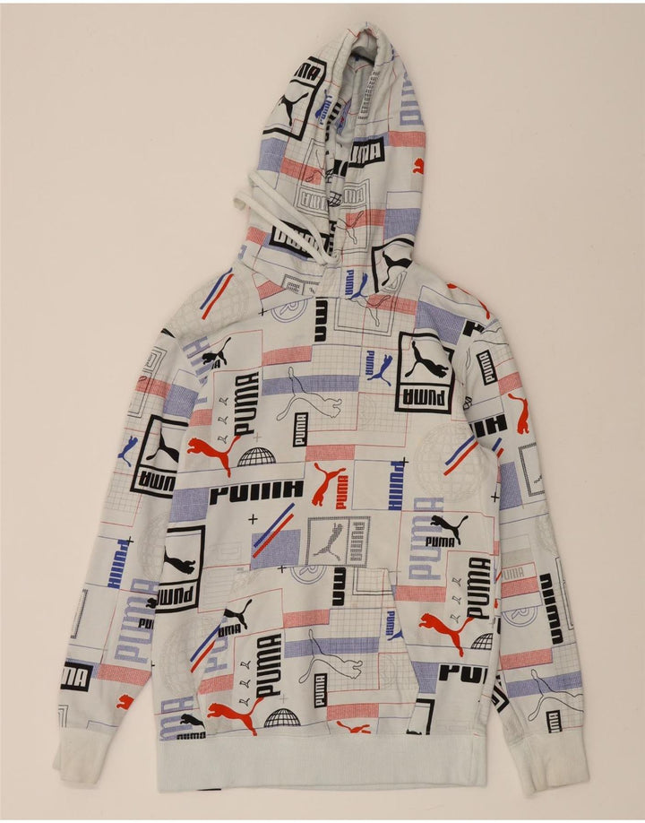 PUMA Mens Graphic Hoodie Jumper Small White Cotton Vintage Puma and Second-Hand Puma from Messina Hembry 