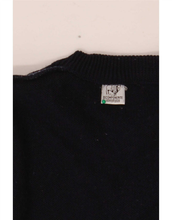 Vintage męski sweter z okrągłym dekoltem, mały granatowy Fair Isle